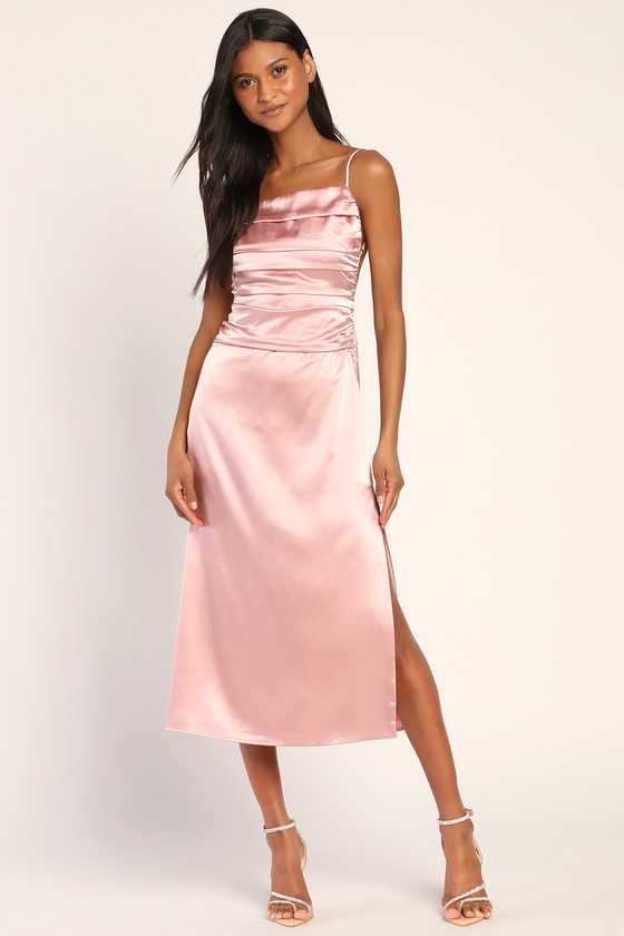 light pink satin dress